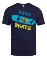 Born to Skate T-Shirt Cool Graphic Tee for Skaters - navy t-shirt on white background