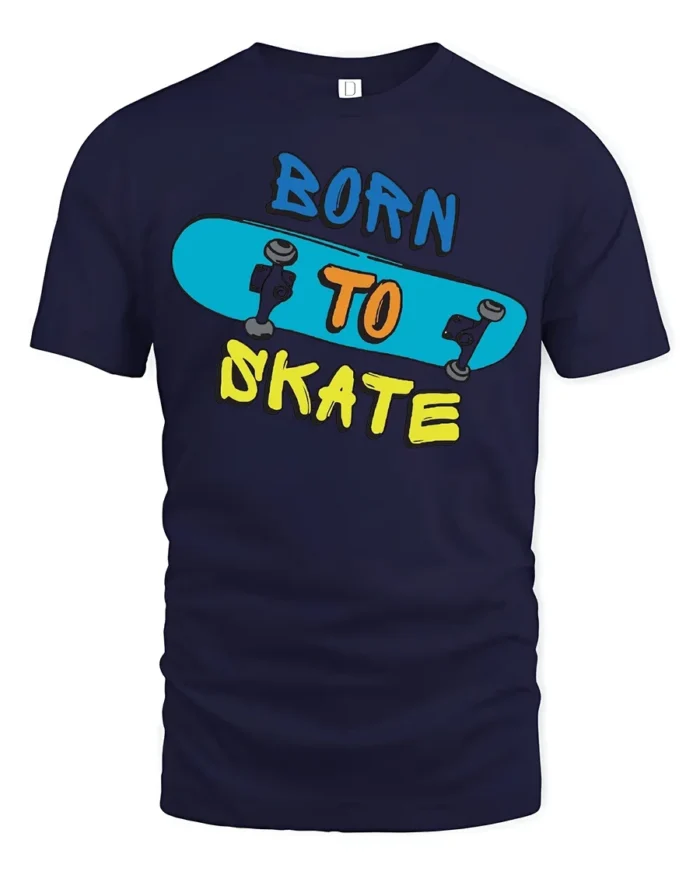 Born to Skate T-Shirt Cool Graphic Tee for Skaters - navy t-shirt on white background
