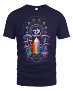Psychedelic Om T-Shirt Rainbow Shaman Meditation Tee - navy t-shirt on white background