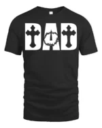 Christian Dad T-Shirt with Cross and Crown of Thorns Print - black t-shirt on white background