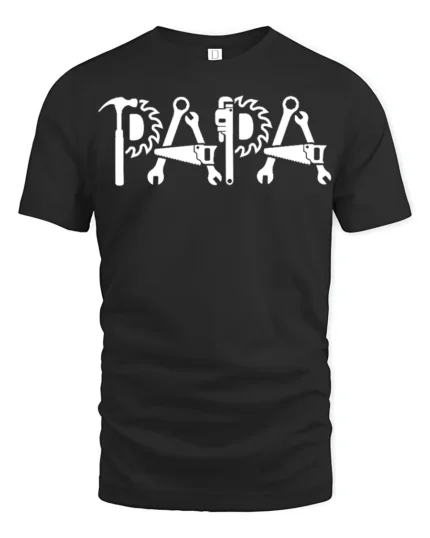 Papa Fix-It T-Shirt Tools Design Gift for Handy Dads - black t-shirt on white background