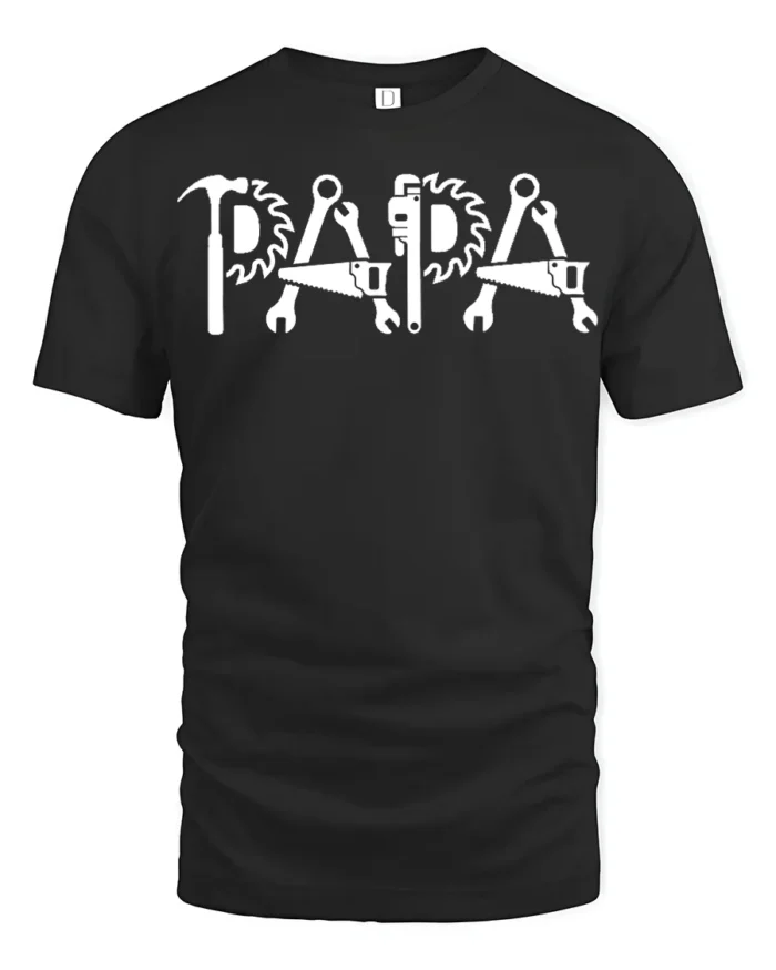 Papa Fix-It T-Shirt Tools Design Gift for Handy Dads - black t-shirt on white background