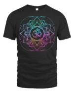 Om Symbol Yoga T-Shirt Colorful Sacred Design Tee - black t-shirt on white background