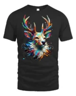 Psychedelic Deer T-Shirt Bold Colorful Nature Shirt - black t-shirt on white background