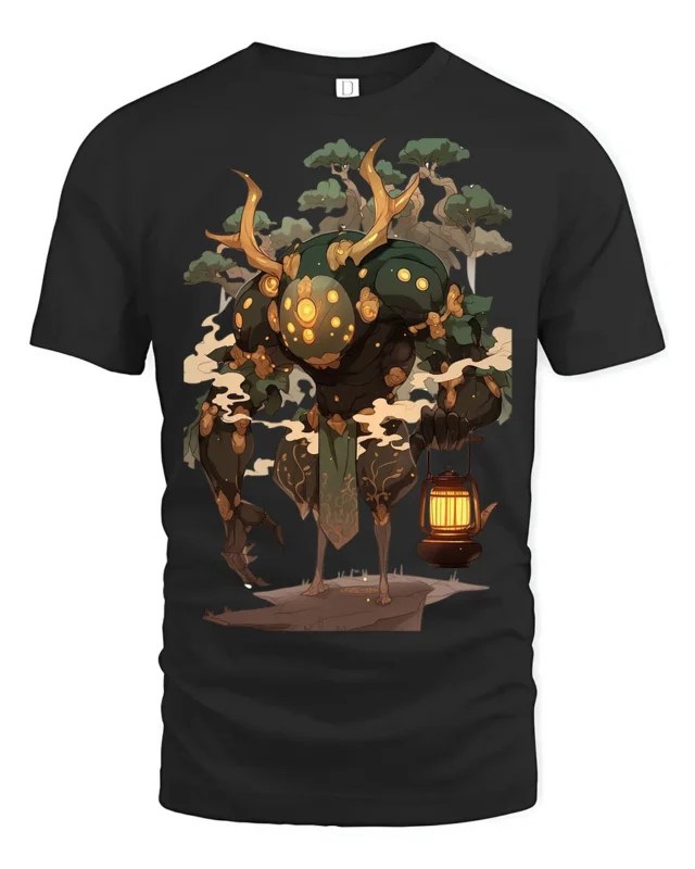 Forest Guardian T-Shirt Mythical Tree Spirit Graphic Tee - black t-shirt on white background