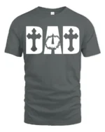 Christian Dad T-Shirt with Cross and Crown of Thorns Print - gray t-shirt on white background