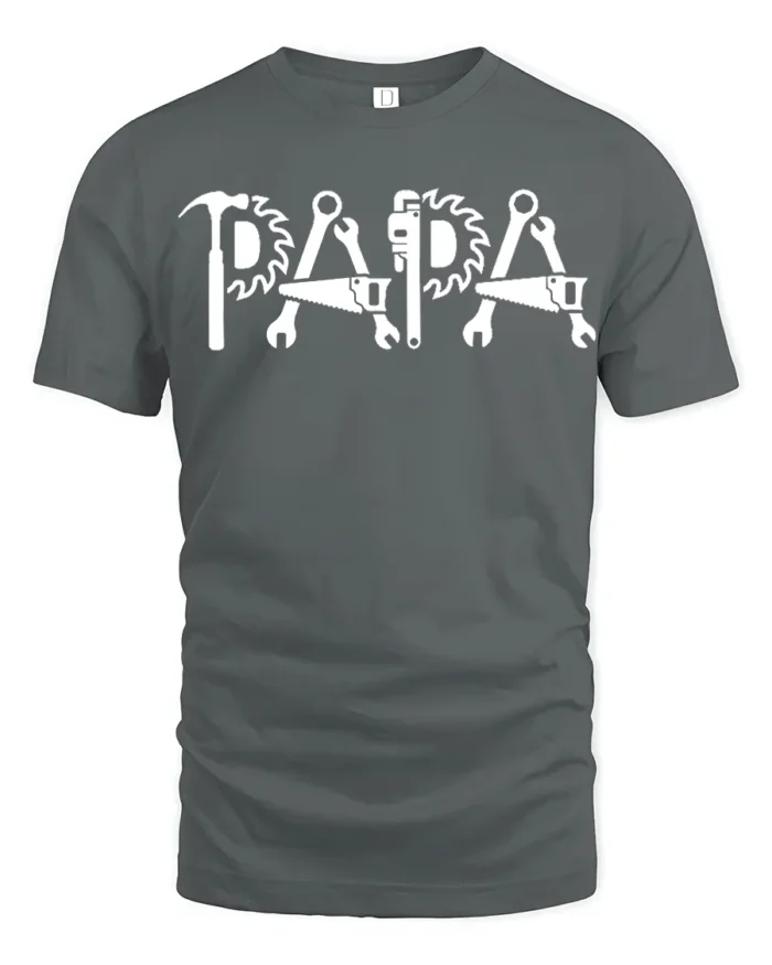 Papa Fix-It T-Shirt Tools Design Gift for Handy Dads - gray t-shirt on white background