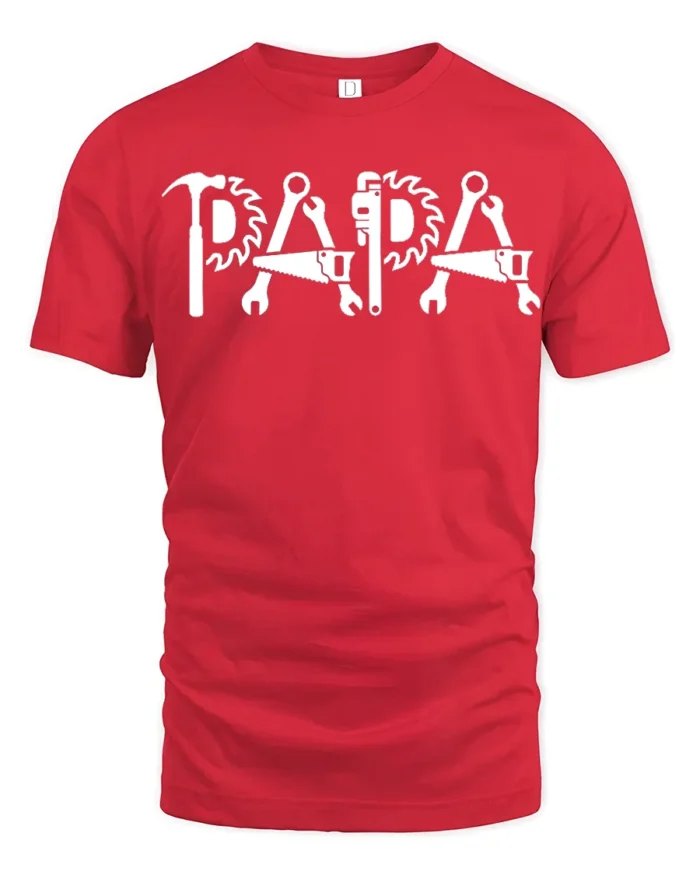 Papa Fix-It T-Shirt Tools Design Gift for Handy Dads - red t-shirt on white background