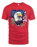 American Eagle Flag T-Shirt Patriotic USA Graphic Tee - red t-shirt on white background