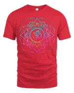 Om Symbol Yoga T-Shirt Colorful Sacred Design Tee - red t-shirt on white background