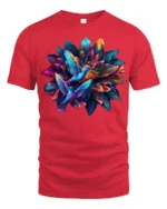 Hummingbird Flower T-Shirt Colorful Nature Art Tee - red t-shirt on white background