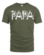 Papa Fix-It T-Shirt Tools Design Gift for Handy Dads - military green t-shirt on white background
