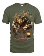 Forest Guardian T-Shirt Mythical Tree Spirit Graphic Tee - military green t-shirt on white background