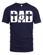 Christian Dad T-Shirt with Cross and Crown of Thorns Print - navy t-shirt on white background