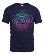 Om Symbol Yoga T-Shirt Colorful Sacred Design Tee - navy t-shirt on white background