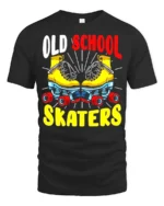Old School Skaters T-Shirt Retro Roller Skate Graphic Tee - black t-shirt on white background