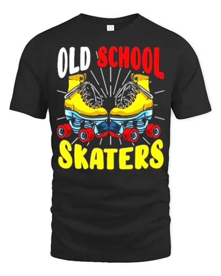 Old School Skaters T-Shirt Retro Roller Skate Graphic Tee - black t-shirt on white background