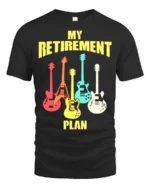 Guitar Lover’s Retirement T-Shirt Soft Cotton Rock Tee - black t-shirt on white background