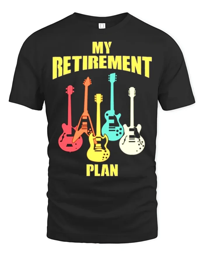 Guitar Lover’s Retirement T-Shirt Soft Cotton Rock Tee - black t-shirt on white background