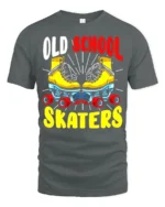 Old School Skaters T-Shirt Retro Roller Skate Graphic Tee - gray t-shirt on white background