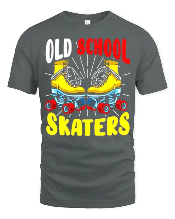 Old School Skaters T-Shirt Retro Roller Skate Graphic Tee - gray t-shirt on white background