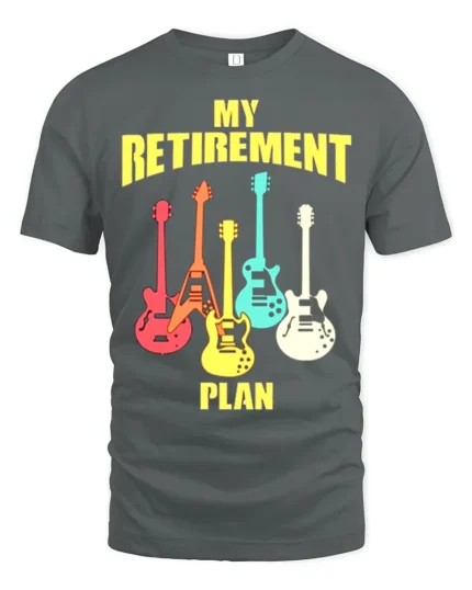 Guitar Lover’s Retirement T-Shirt Soft Cotton Rock Tee - gray t-shirt on white background