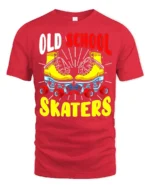 Old School Skaters T-Shirt Retro Roller Skate Graphic Tee - red t-shirt on white background