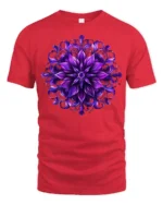 Psychedelic Floral Mandala T-Shirt Artistic Zen Style - red t-shirt on white background