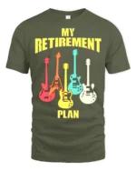 Guitar Lover’s Retirement T-Shirt Soft Cotton Rock Tee - military green t-shirt on white background
