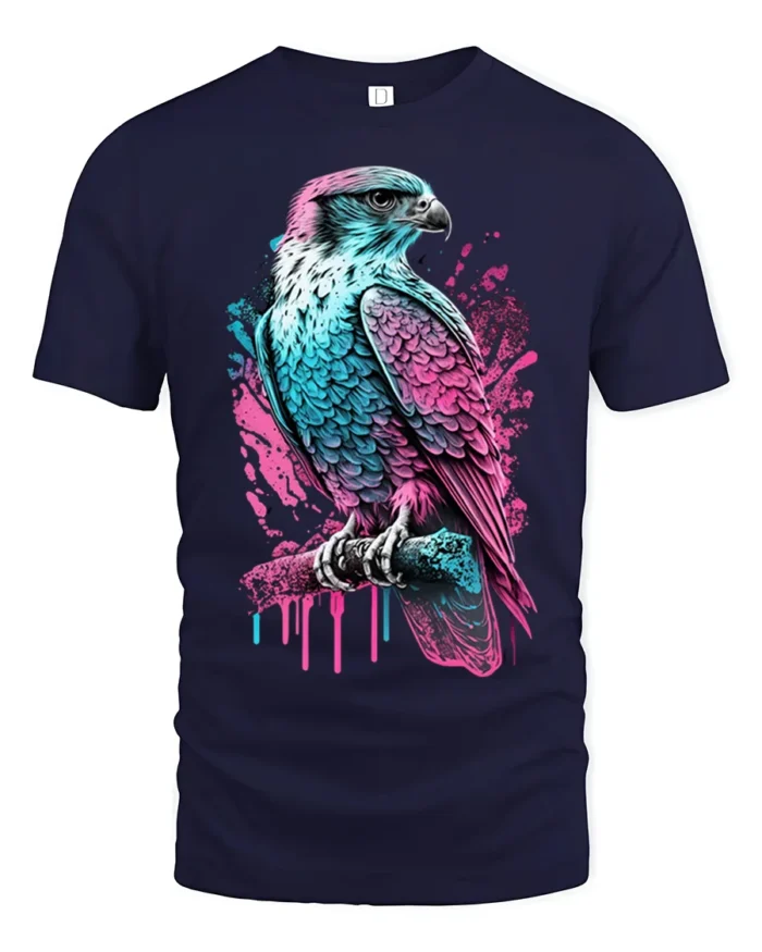 Neon Hawk T-Shirt  Bold Falcon Graphic Streetwear Tee - navy t-shirt on white background