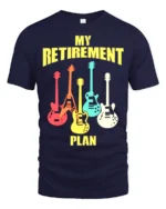 Guitar Lover’s Retirement T-Shirt Soft Cotton Rock Tee - navy t-shirt on white background