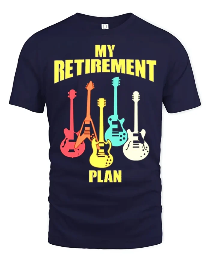 Guitar Lover’s Retirement T-Shirt Soft Cotton Rock Tee - navy t-shirt on white background