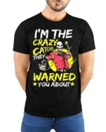 Funny Skeleton Catcher T-Shirt Wild Baseball Humor Tee - model wearing black shirt, hands behind back