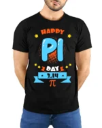 Cool Math Pi 3.14 T-Shirt for Pi Day Fun Science Tee - model wearing black shirt, hands behind back