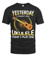 Cool Ukulele Graphic Tee Funny Musician T-Shirt Gift Idea - black t-shirt on white background