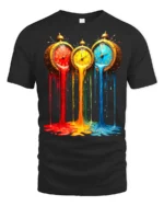 Melting Clocks T-Shirt Colorful Surreal Art Tee - black t-shirt on white background
