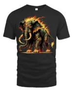Fiery Mammoth T-Shirt Tribal Flame Elephant Graphic Tee - black t-shirt on white background