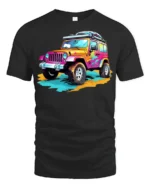 Colorful Off-Road Jeep T-Shirt Adventure Graphic Tee - black t-shirt on white background