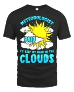 Funny Meteorologist T-Shirt Head in the Clouds Tee - black t-shirt on white background