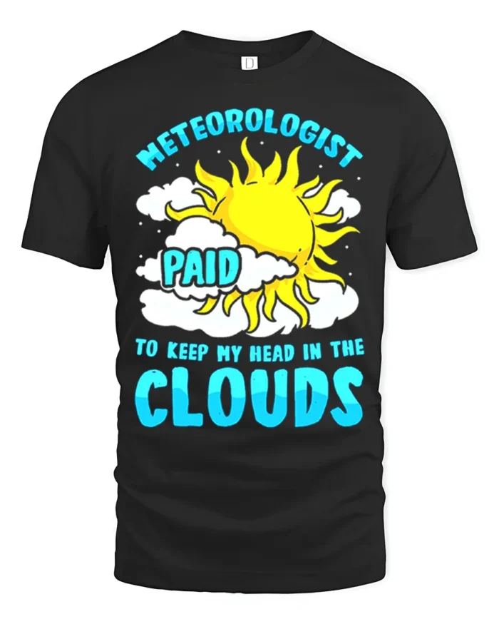 Funny Meteorologist T-Shirt Head in the Clouds Tee - black t-shirt on white background