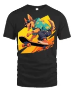Cool Dog Skateboarding T-Shirt Funny Streetwear Tee - black t-shirt on white background