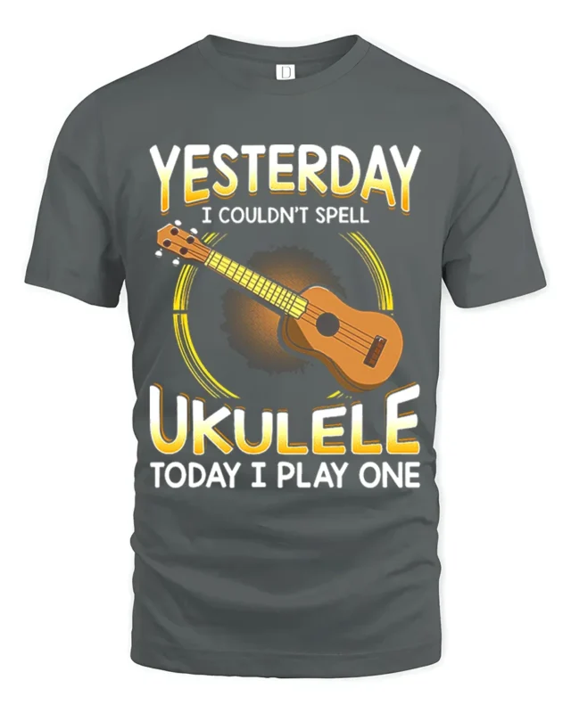 Cool Ukulele Graphic Tee Funny Musician T-Shirt Gift Idea - gray t-shirt on white background