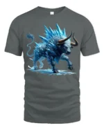 Ice Bull T-Shirt Frost Beast Graphic Tee for Bold Style - gray t-shirt on white background