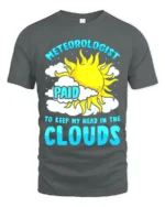Funny Meteorologist T-Shirt Head in the Clouds Tee - gray t-shirt on white background