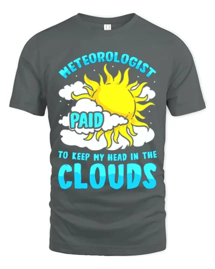 Funny Meteorologist T-Shirt Head in the Clouds Tee - gray t-shirt on white background