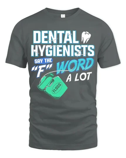 Funny Dental Hygienist T-Shirt Floss Joke Graphic Tee - gray t-shirt on white background