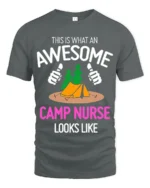 Awesome Camp Nurse T-Shirt Funny Outdoor Camping Tee - gray t-shirt on white background