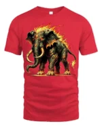 Fiery Mammoth T-Shirt Tribal Flame Elephant Graphic Tee - red t-shirt on white background
