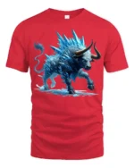 Ice Bull T-Shirt Frost Beast Graphic Tee for Bold Style - red t-shirt on white background