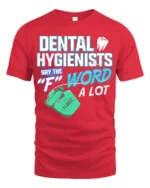 Funny Dental Hygienist T-Shirt Floss Joke Graphic Tee - red t-shirt on white background